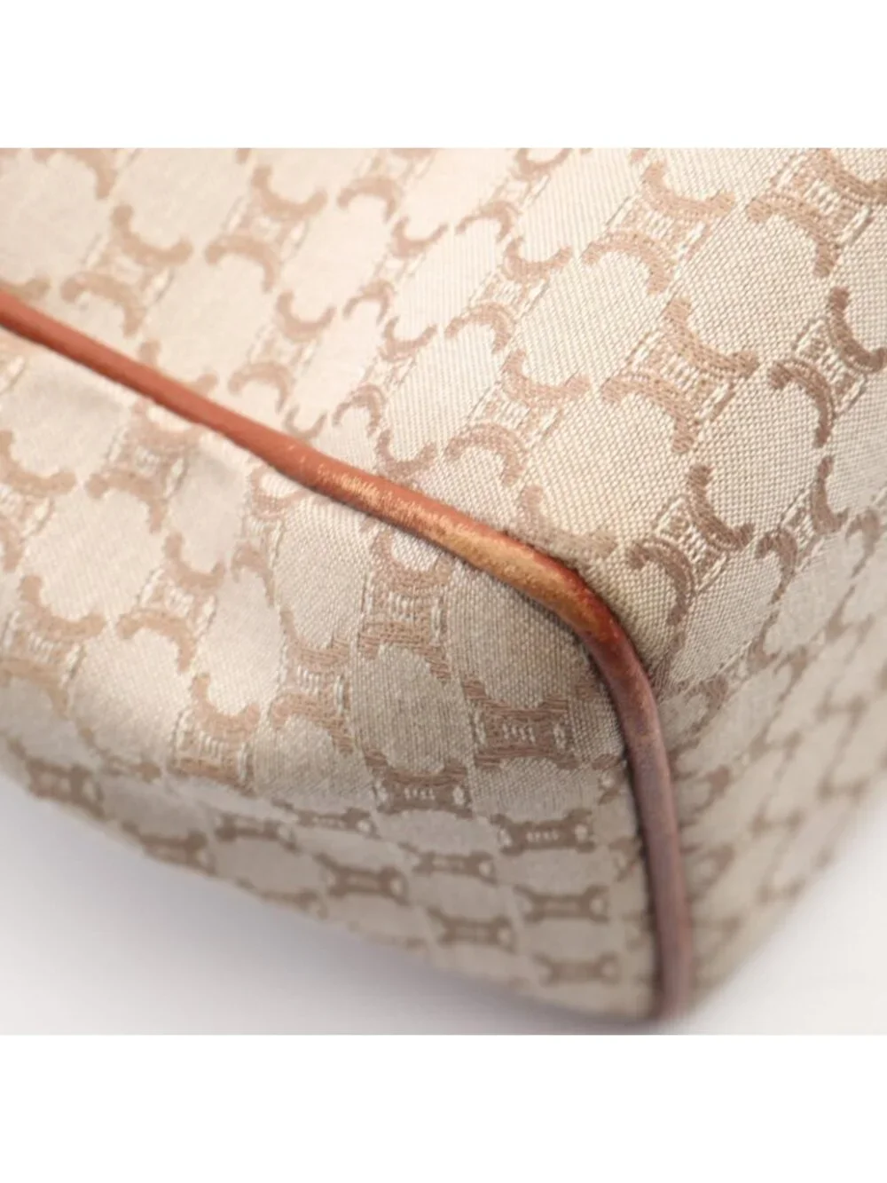 Celine Tote Macadam Beige Brown Canvas Leather